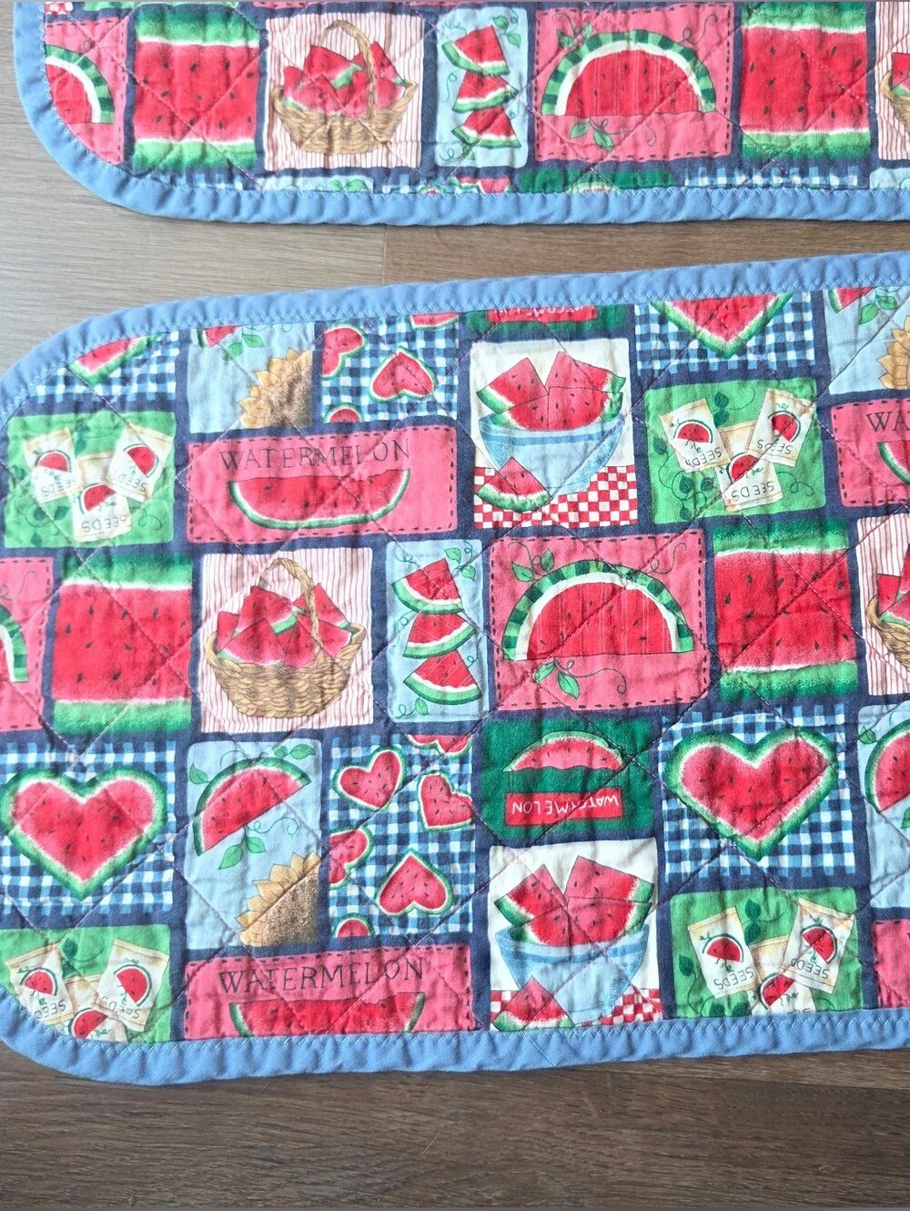 Vintage set of 10 Handmade Farmhouse Patchwork Watermelon Print Placemats